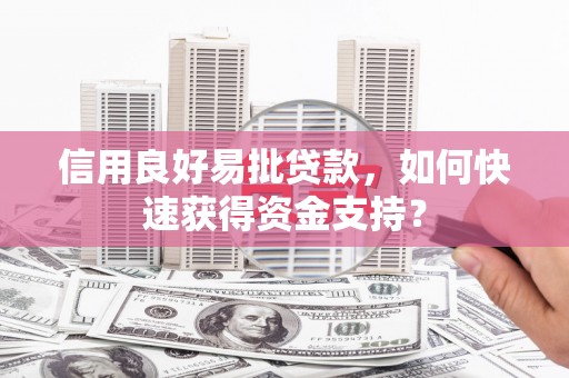 夏县信用良好易批贷款，如何快速获得资金支持？