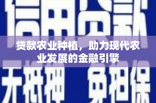 夏县贷款农业种植，助力现代农业发展的金融引擎