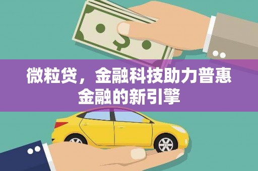 夏县微粒贷，金融科技助力普惠金融的新引擎