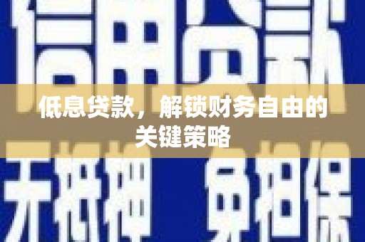 夏县低息贷款，解锁财务自由的关键策略