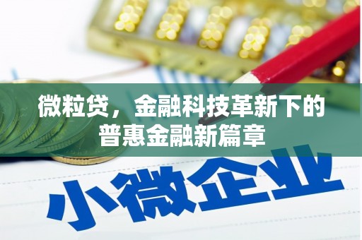 夏县微粒贷，金融科技革新下的普惠金融新篇章
