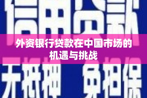 夏县外资银行贷款在中国市场的机遇与挑战