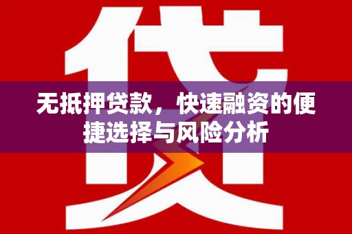 夏县无抵押贷款，快速融资的便捷选择与风险分析