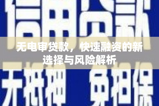 夏县无电审贷款，快速融资的新选择与风险解析