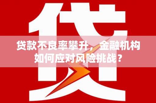 夏县贷款不良率攀升，金融机构如何应对风险挑战？