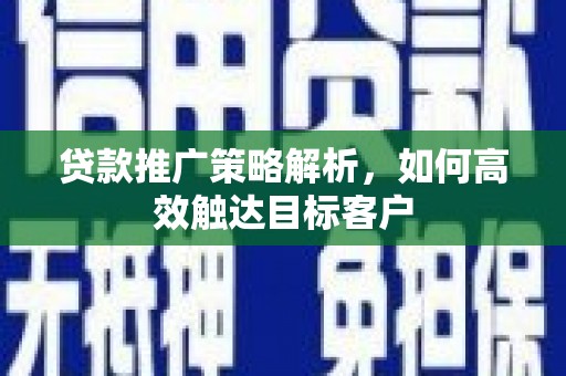 夏县贷款推广策略解析，如何高效触达目标客户