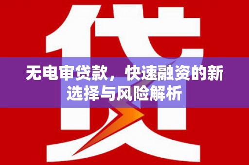 夏县无电审贷款，快速融资的新选择与风险解析