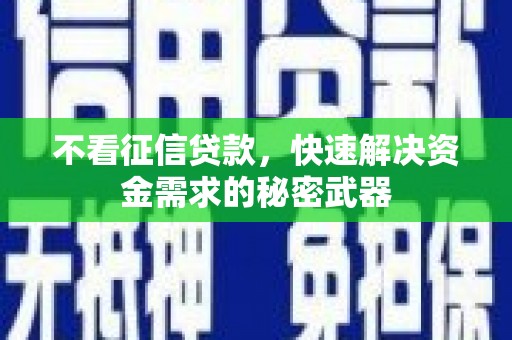 夏县不看征信贷款，快速解决资金需求的秘密武器